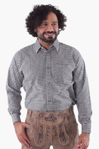 Traditional Black Checkered Shirt for Lederhosen