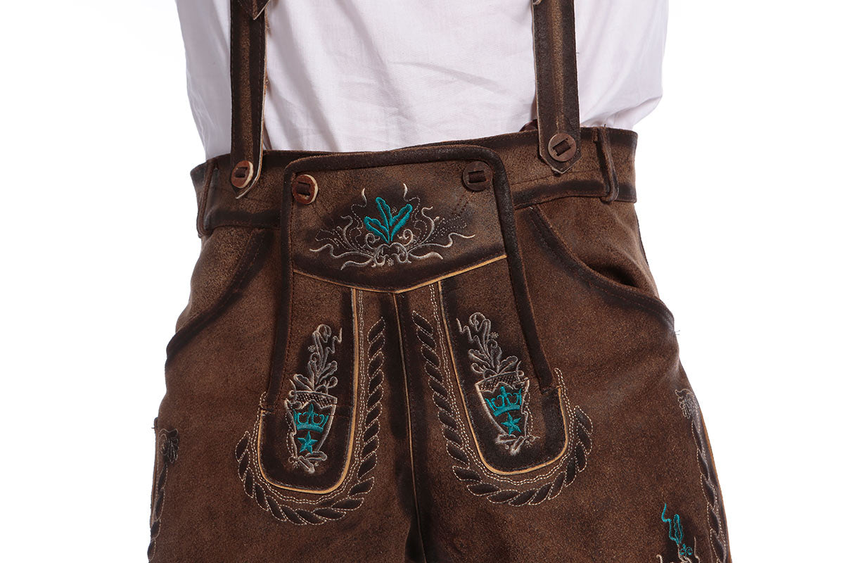 Deep Brown Knee Length Barvarian Lederhosen