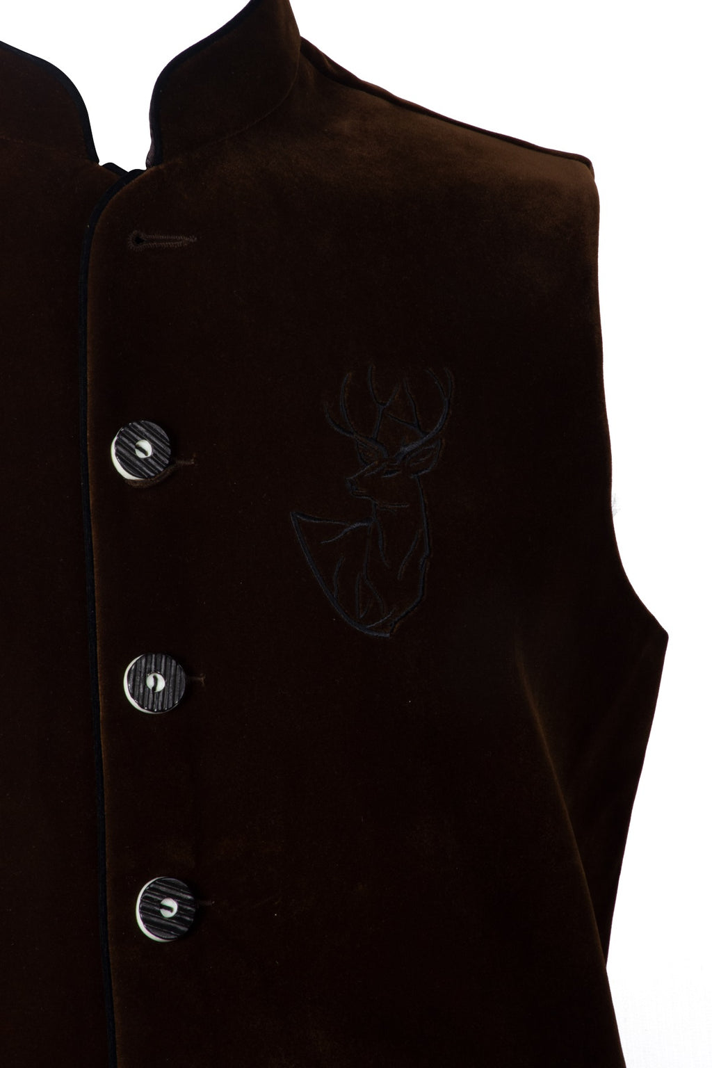 Embroidered Traditional German Waistcoat Brown