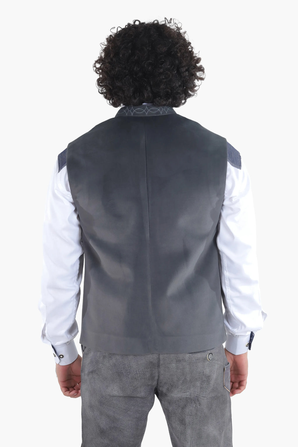 Men's Charcoal Grey Lederhosen Vest Coat
