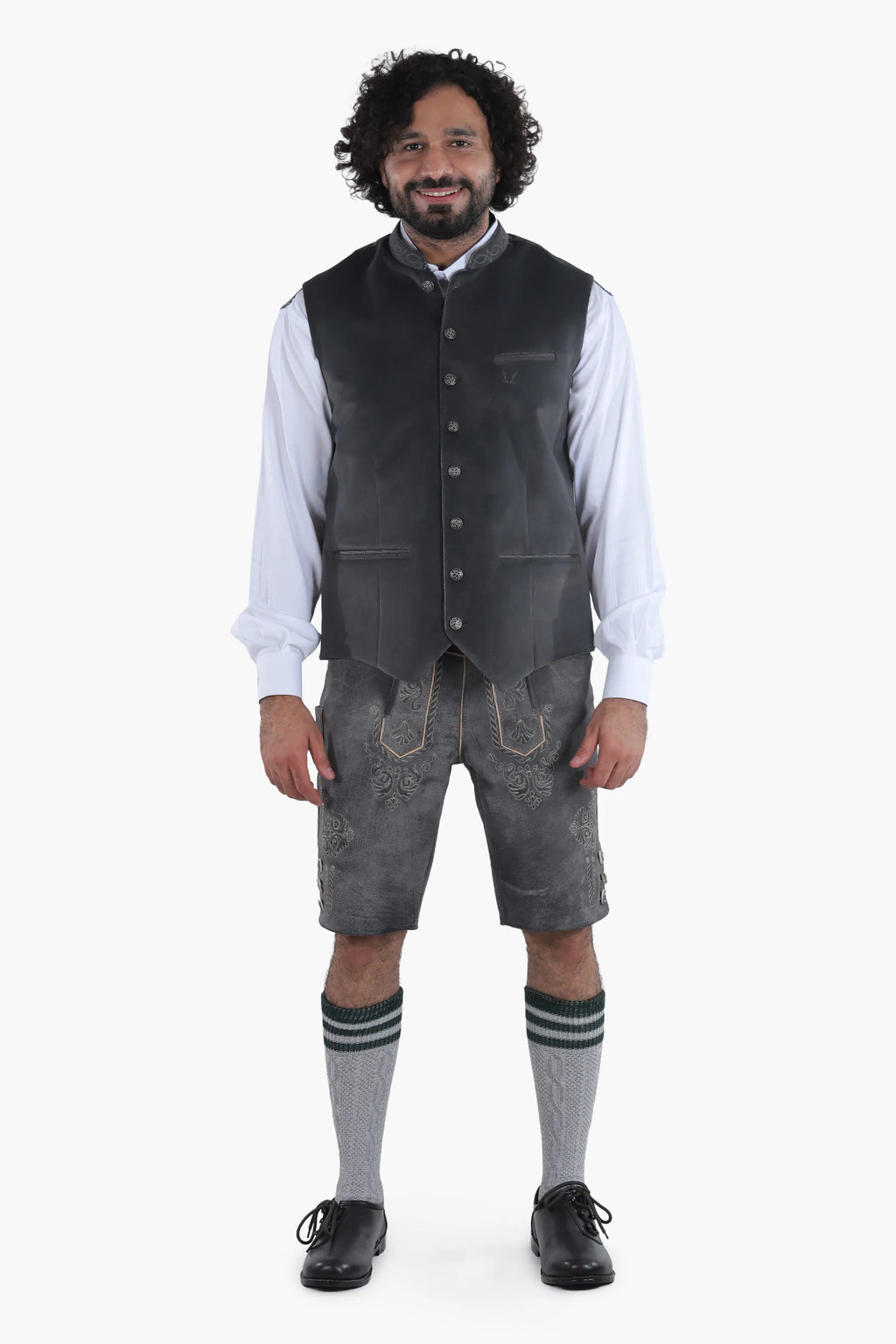 Men's Charcoal Grey Lederhosen Vest Coat
