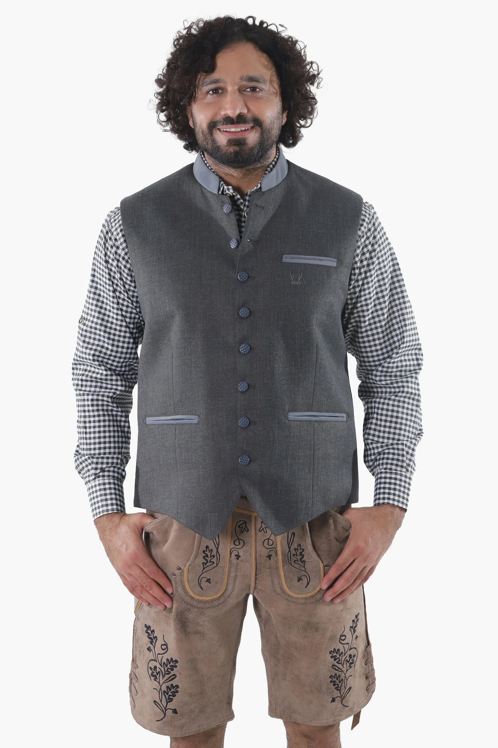Men's Steel Grey Trachten Wool Waistcoat