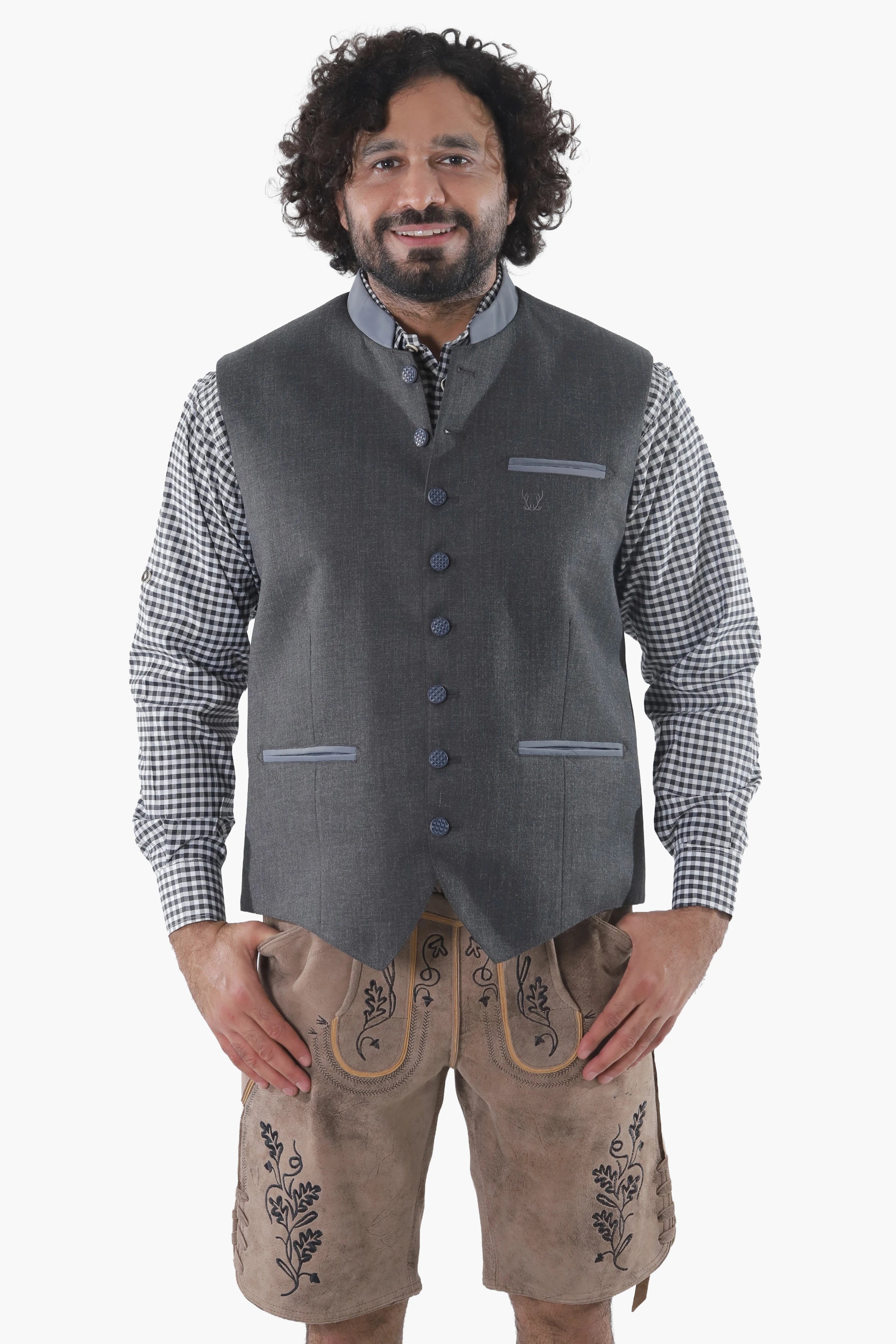 Men's Steel Grey Trachten Wool Waistcoat
