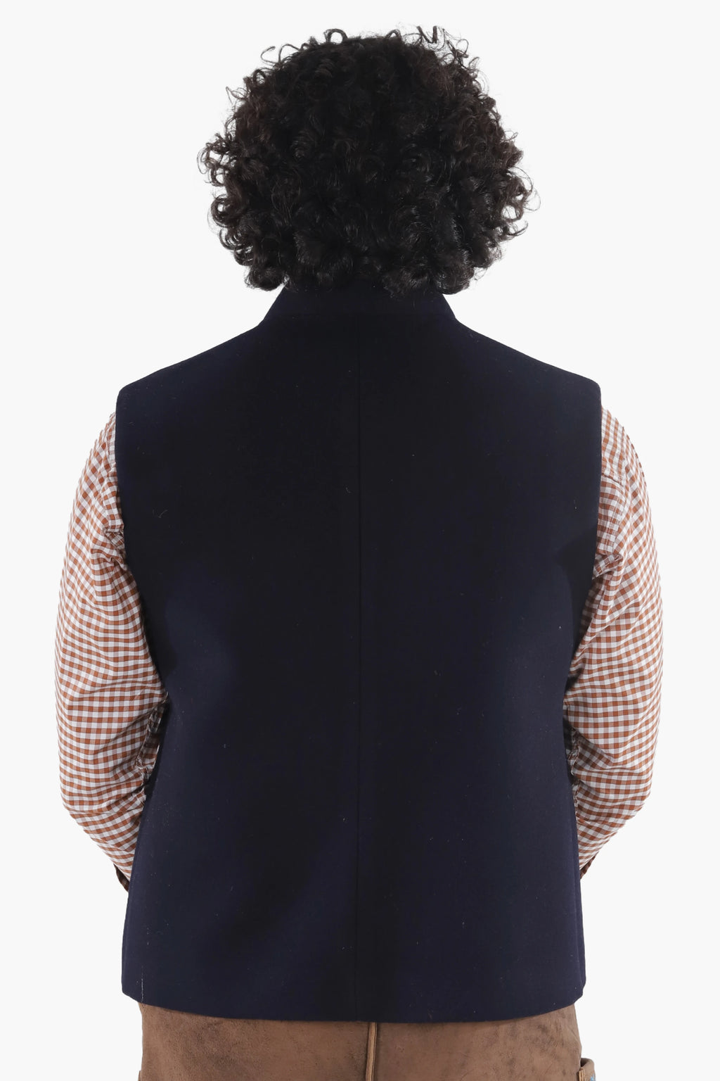 Navy Blue Tweed Lederhosen Vest Coat Men