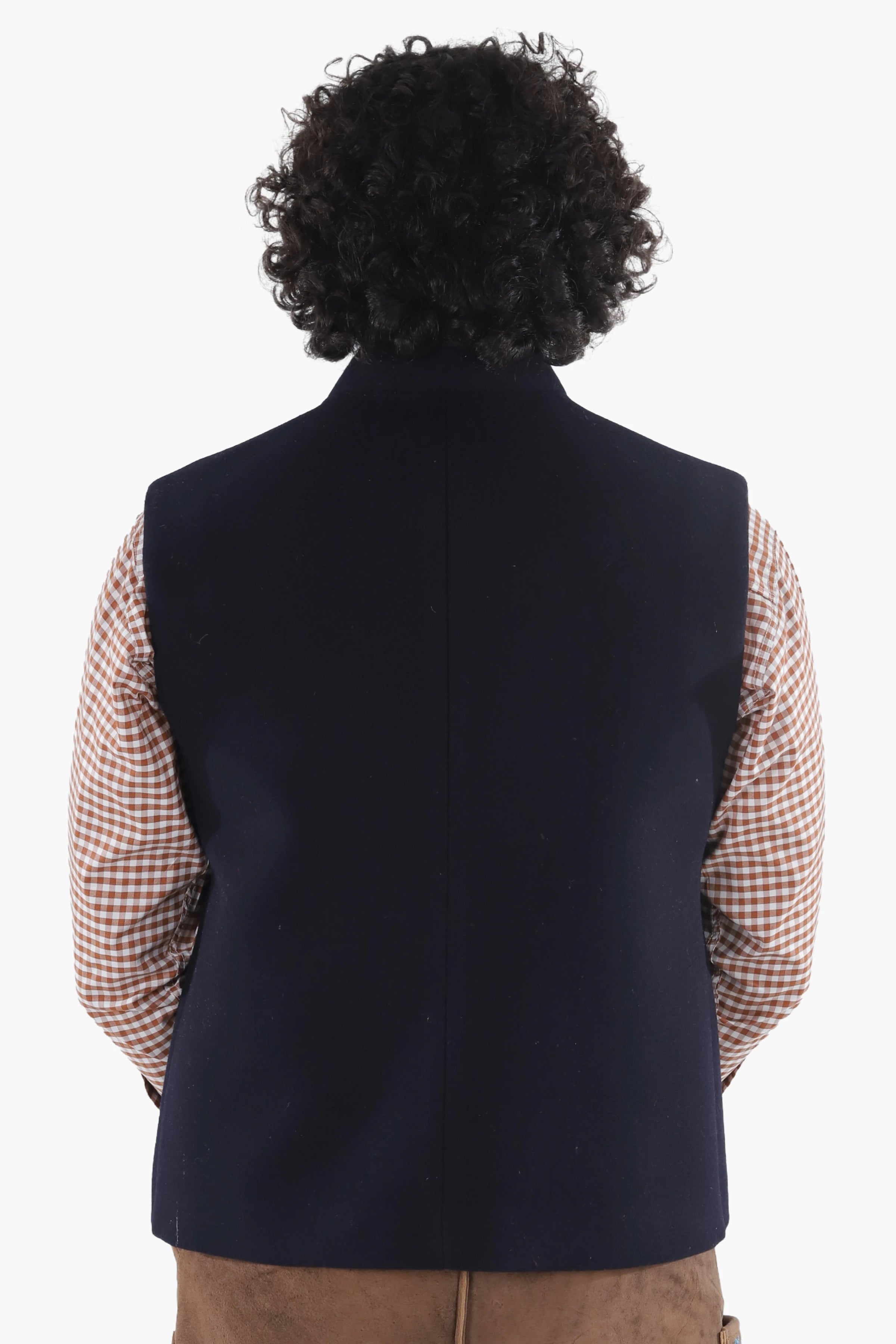 Navy Blue Tweed Lederhosen Vest Coat Men