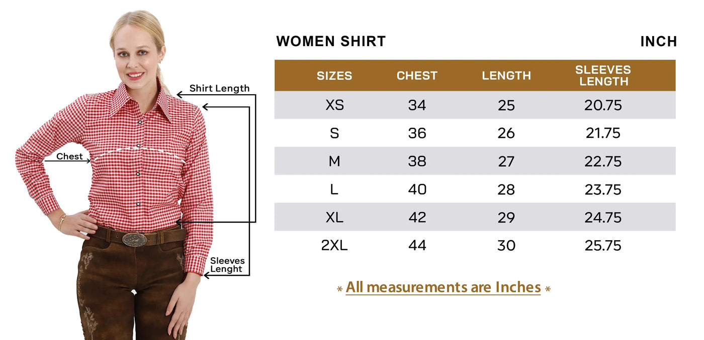 Female Collar Shirts Size Guide