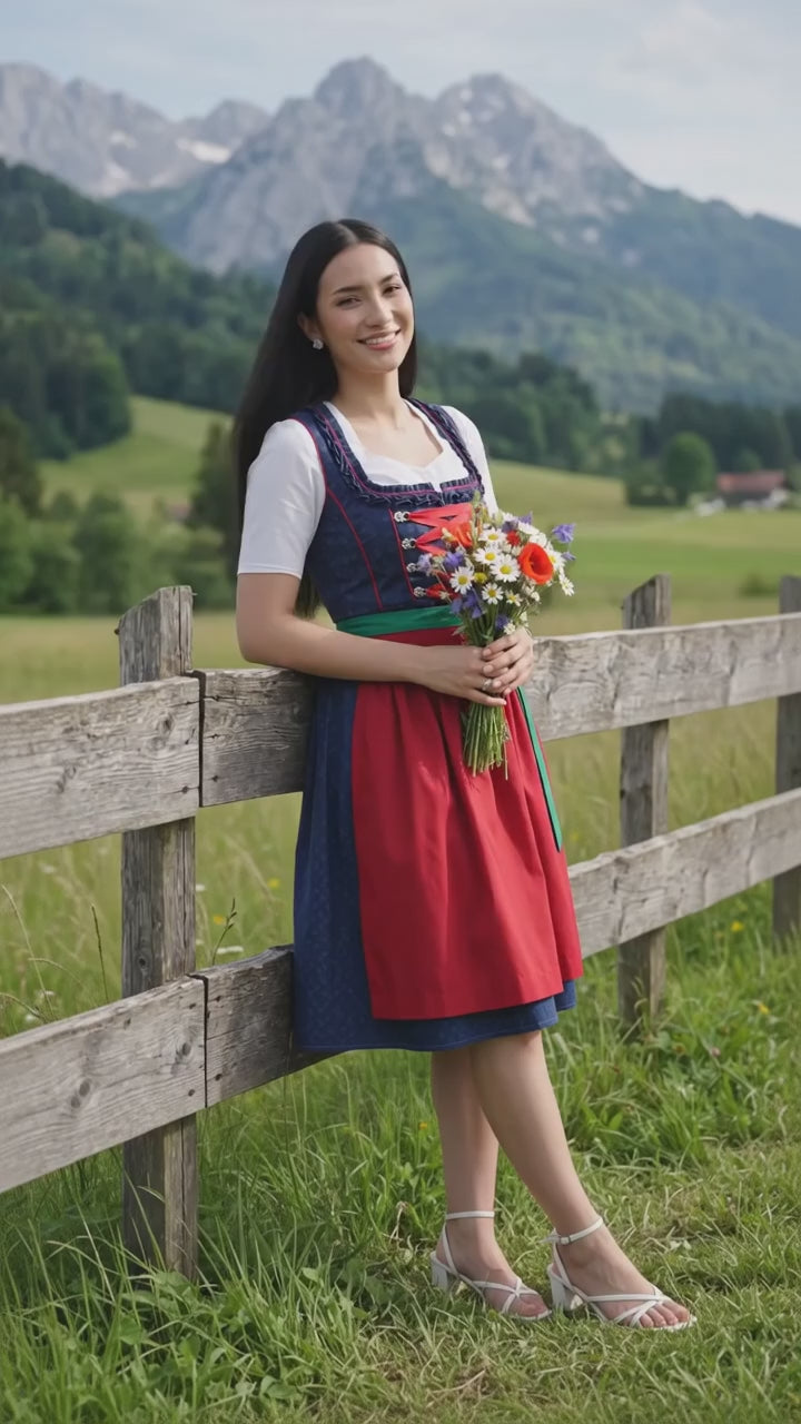 Charming Blue Traditional Dirndl Bavarian Style