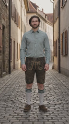 German Lederhosen Men Shorts Ash Brown