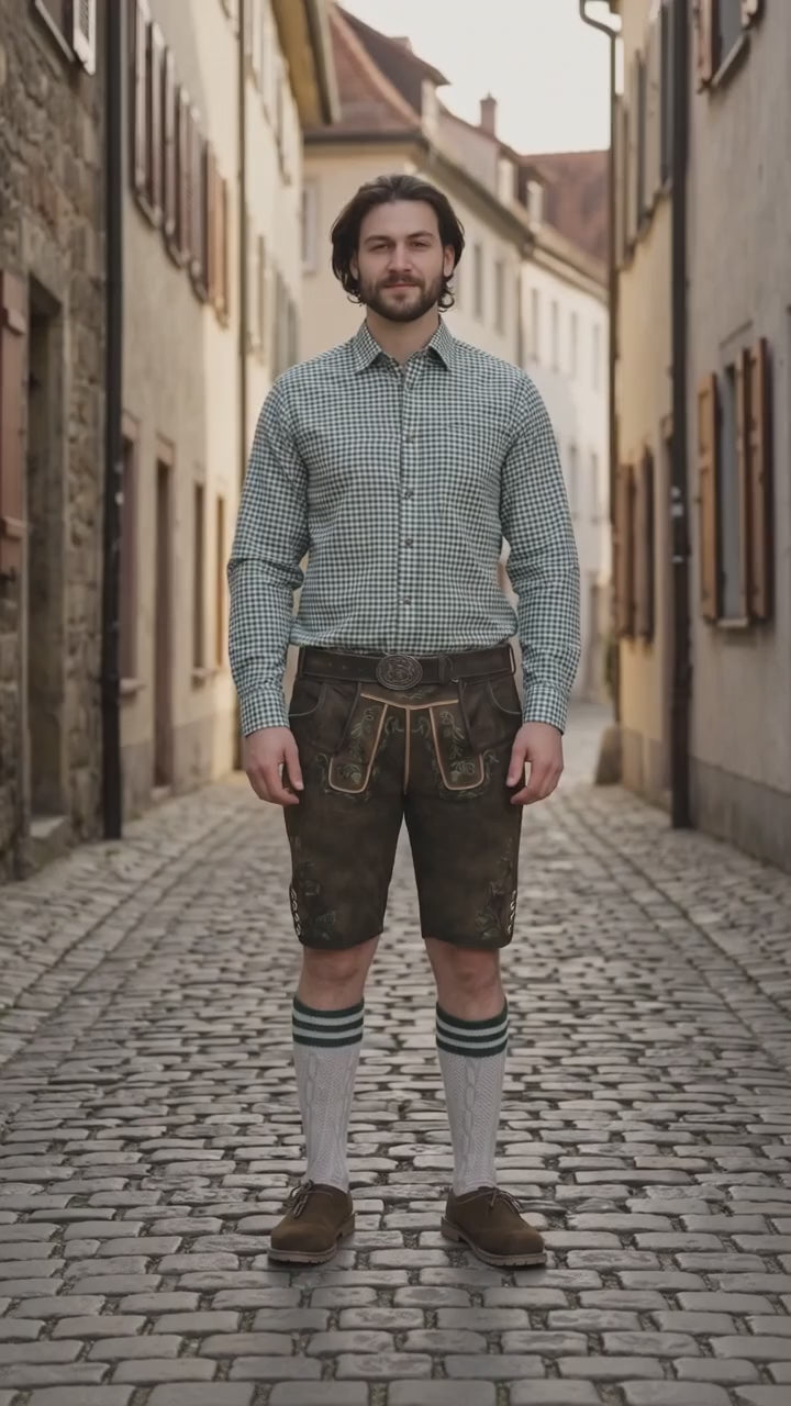 German Lederhosen Men Shorts Ash Brown
