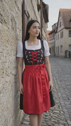 Black Dirndl Dress Red Embroidery Charm
